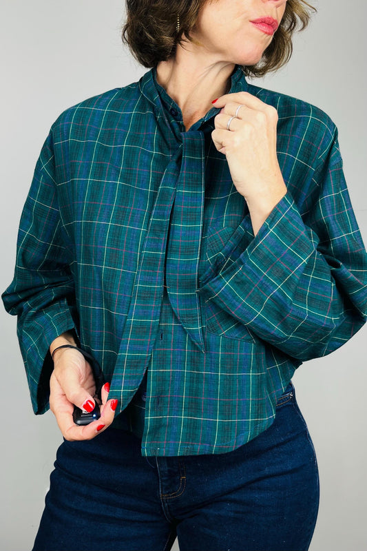 Handmade Reworked Vintage Top: Upcycled Designer Shirt | Womens Remade Shirt | Tartan Traitors Top | Preloved Plaid Workwear | Sustainable