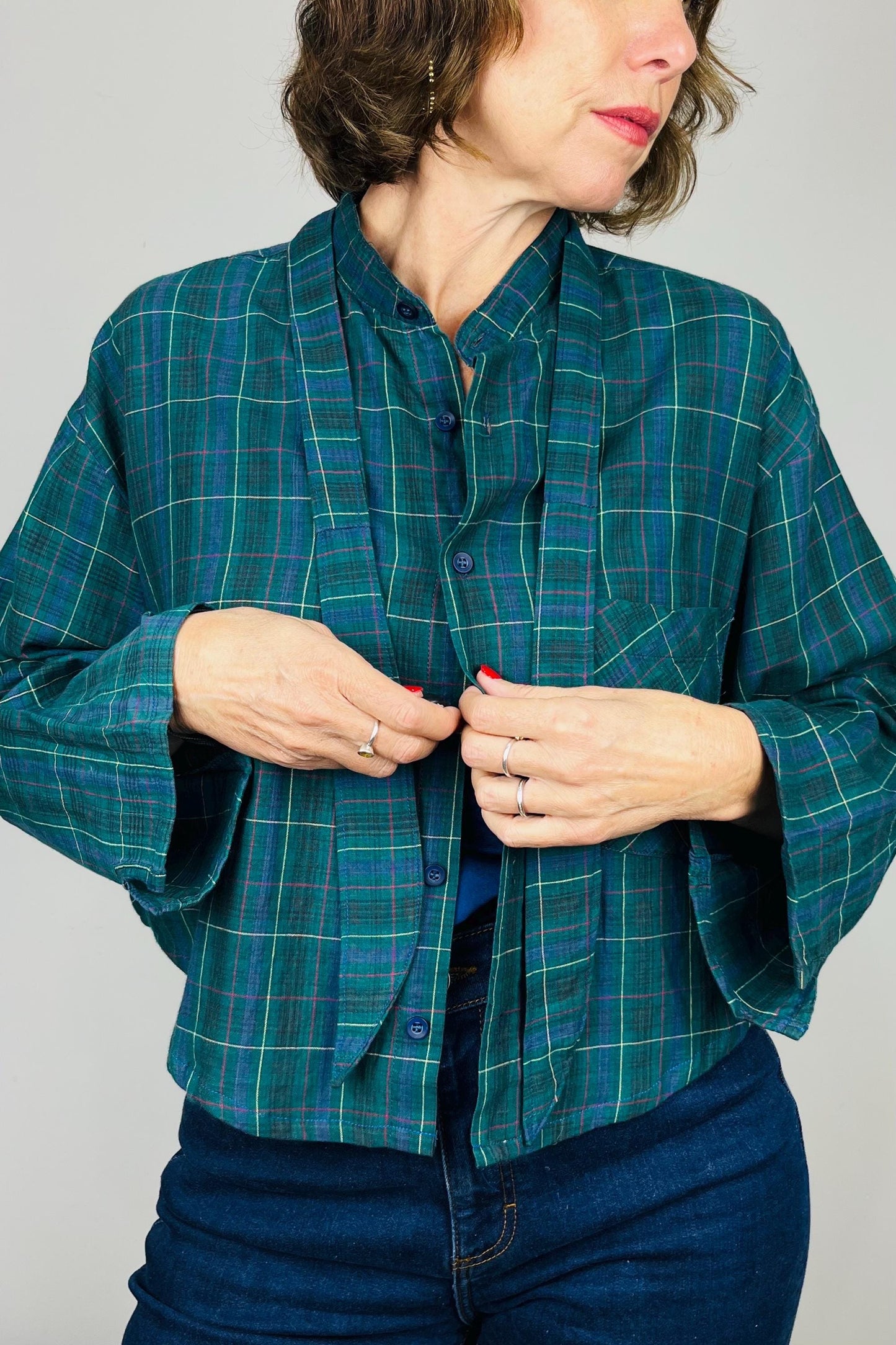 Handmade Reworked Vintage Top: Upcycled Designer Shirt | Womens Remade Shirt | Tartan Traitors Top | Preloved Plaid Workwear | Sustainable