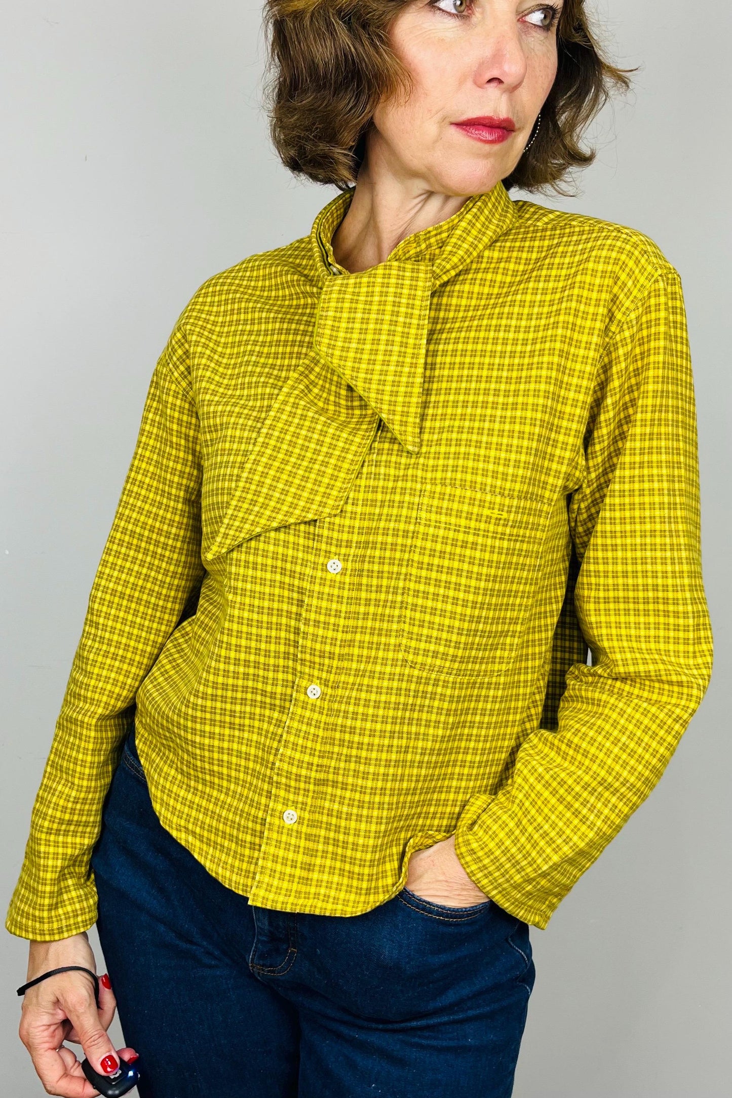 Reworked Vintage Blouse: Handmade Wrap Bow Top, Sustainable Fashion, Unique Bespoke Design,