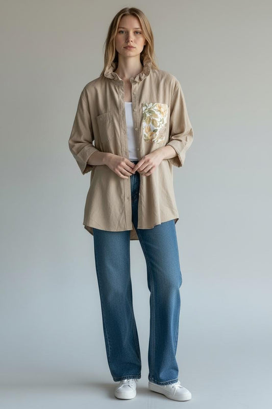 Handmade Vintage Cord Shirt | Designer Casual Shirt for her | Size 12/14