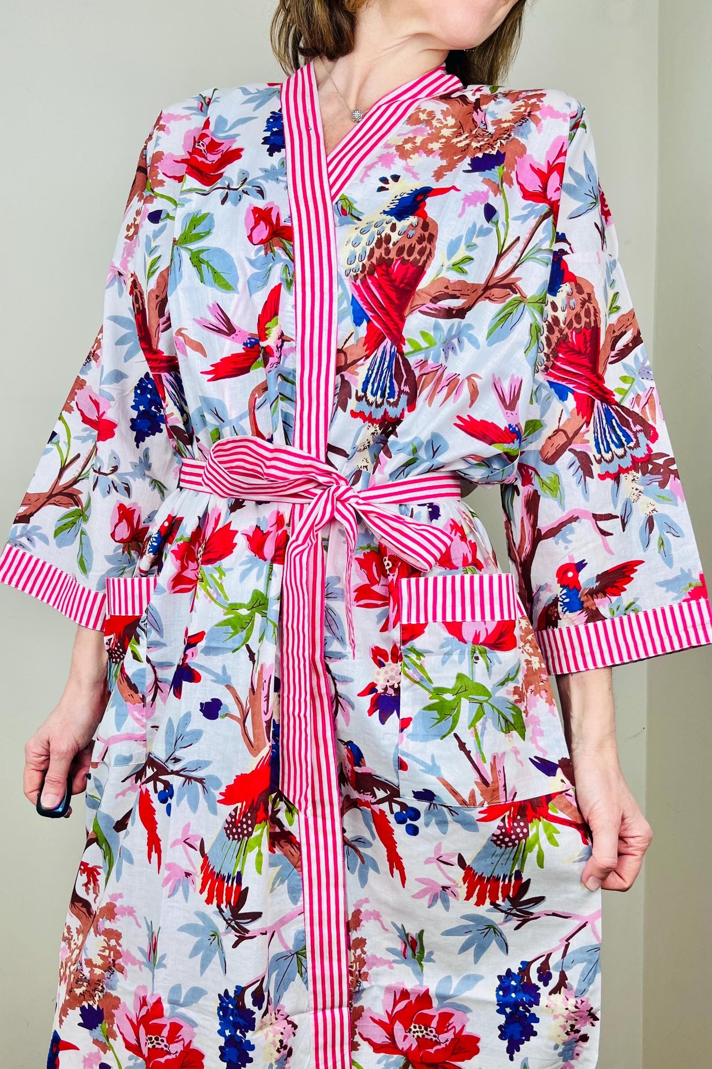 Cotton Kimono Robe | Cotton Dressing Gown | Women's Loungewear | Plus Size | Spa Robe | Wedding Party Bridal Gift | Handmade For Her
