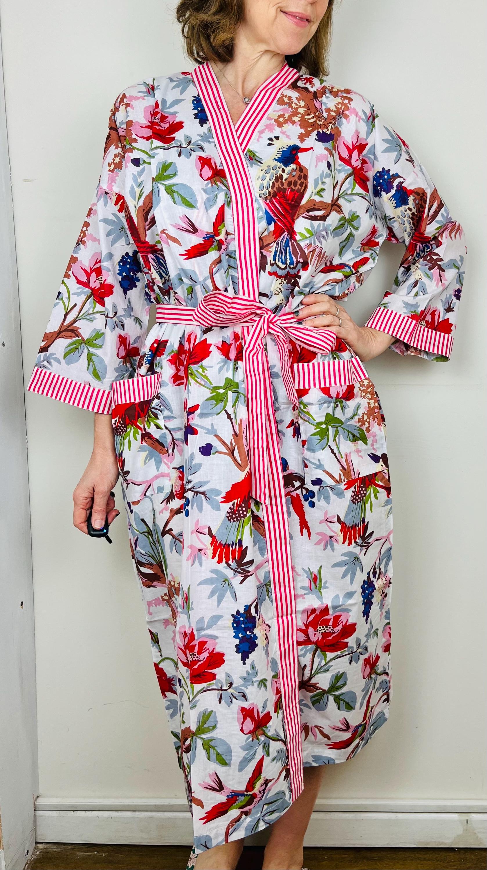 Cotton Kimono Robe | Cotton Dressing Gown | Women's Loungewear | Plus Size | Spa Robe | Wedding Party Bridal Gift | Handmade For Her