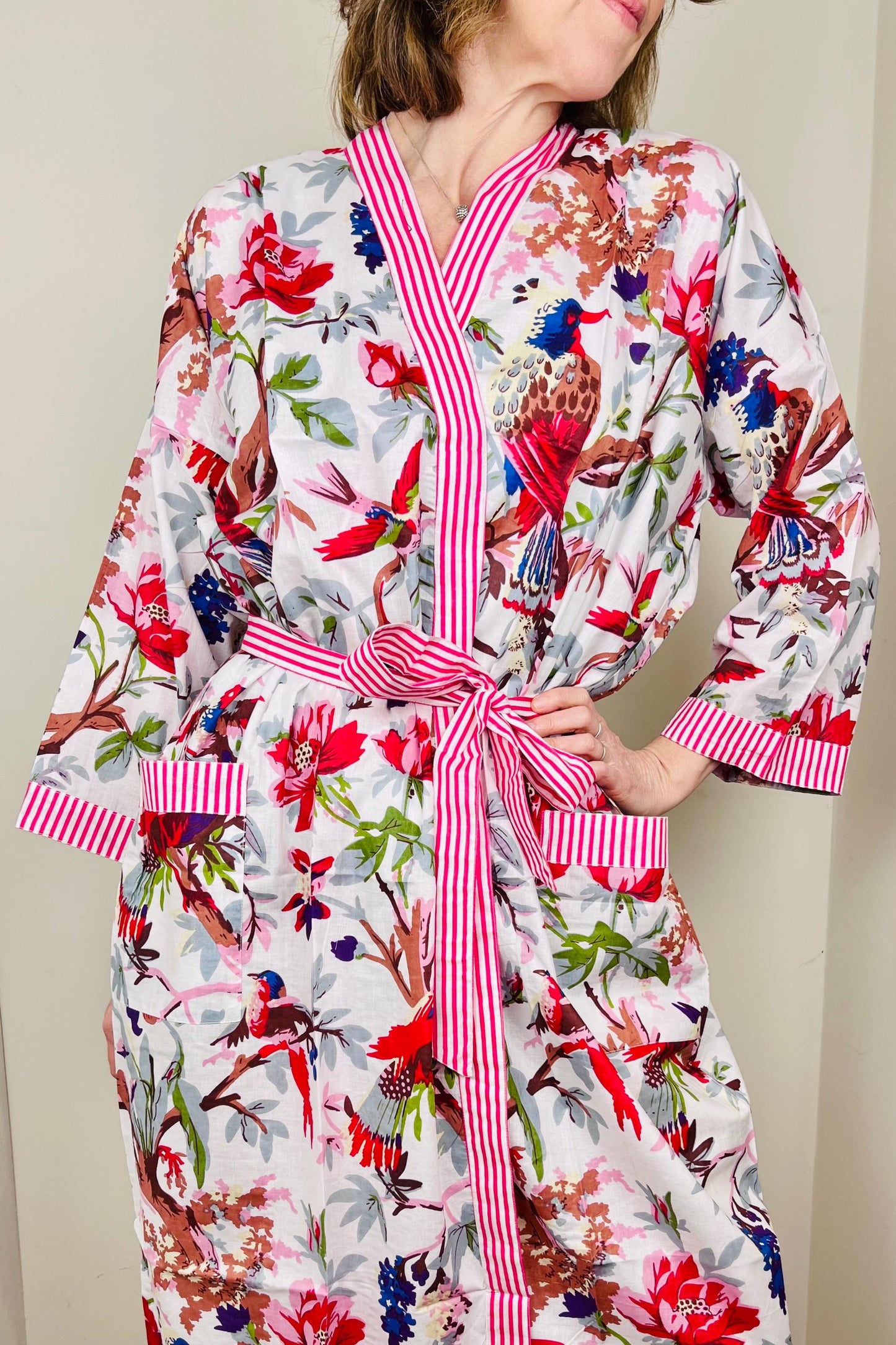 Cotton Kimono Robe | Cotton Dressing Gown | Women's Loungewear | Plus Size | Spa Robe | Wedding Party Bridal Gift | Handmade For Her