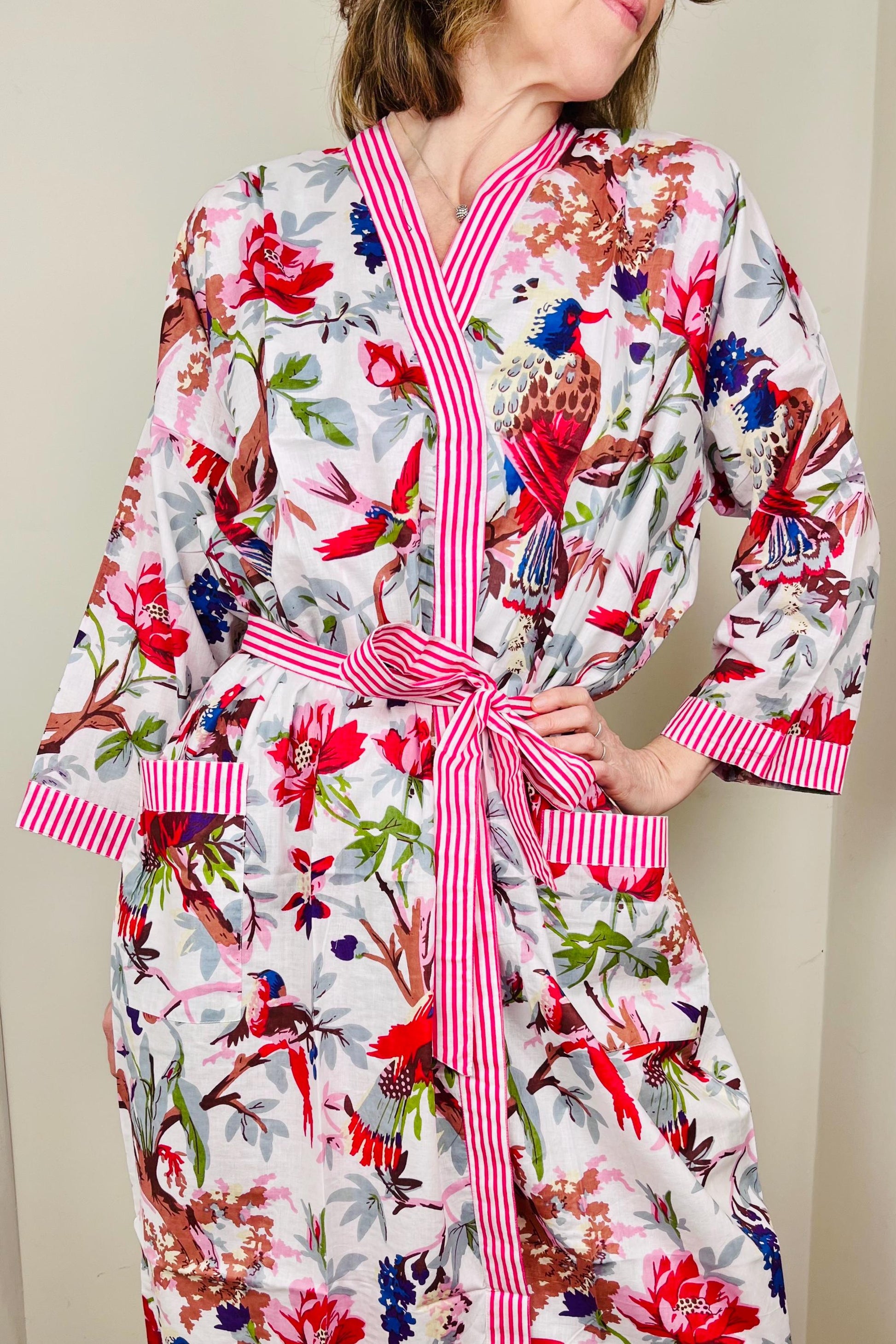 Cotton Kimono Robe | Cotton Dressing Gown | Women's Loungewear | Plus Size | Spa Robe | Wedding Party Bridal Gift | Handmade For Her