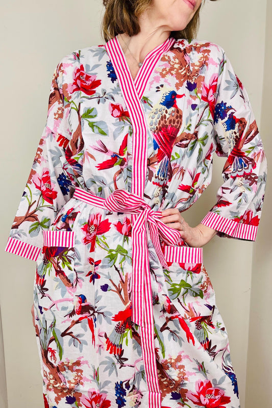 Cotton Kimono Robe | Cotton Dressing Gown | Women's Loungewear | Plus Size | Spa Robe | Wedding Party Bridal Gift | Handmade For Her