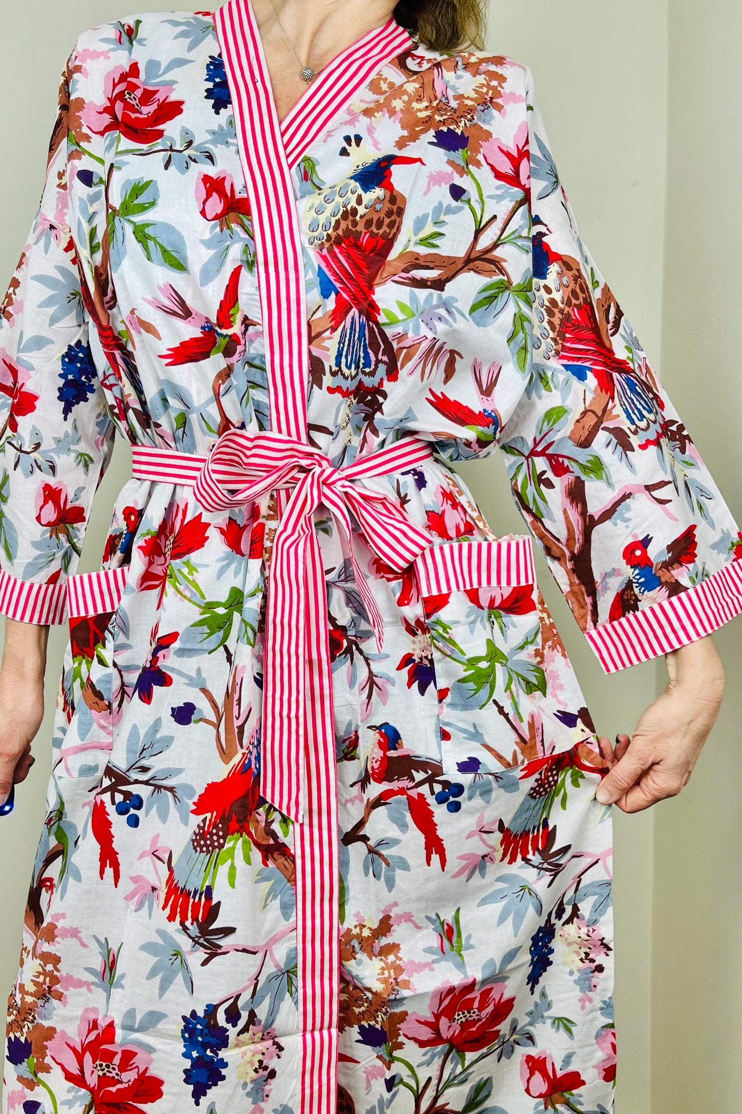 Cotton Kimono Robe | Cotton Dressing Gown | Women's Loungewear | Plus Size | Spa Robe | Wedding Party Bridal Gift | Handmade For Her