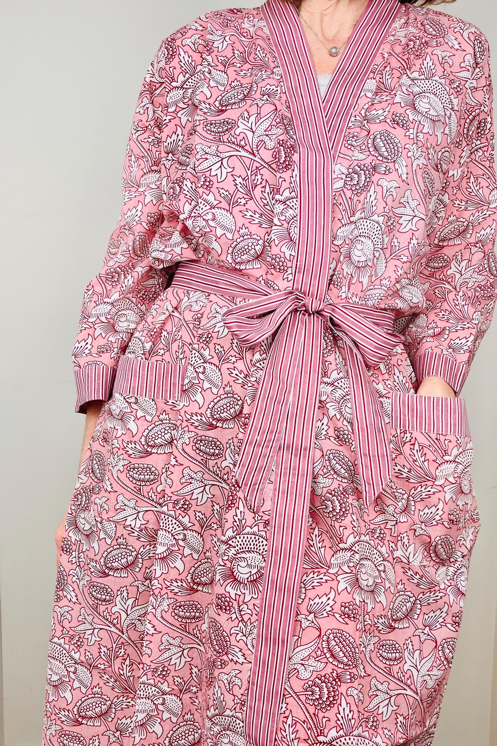 Cotton Kimono Robe | Dressing Gown | Women's Loungewear | Plus Size | Spa Robe | Wedding Party Bridal Gift | Handmade For Her