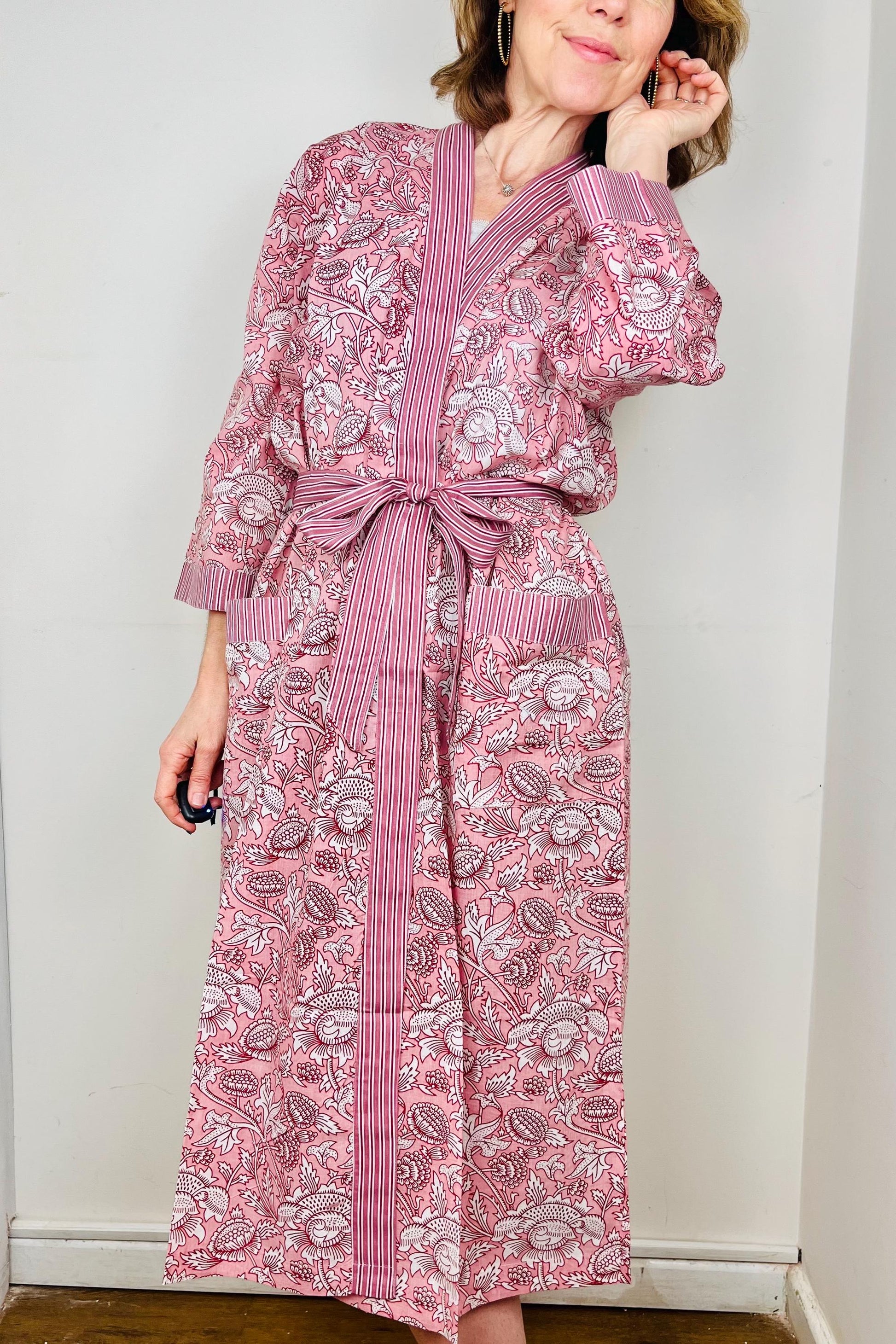 Cotton Kimono Robe | Dressing Gown | Women's Loungewear | Plus Size | Spa Robe | Wedding Party Bridal Gift | Handmade For Her