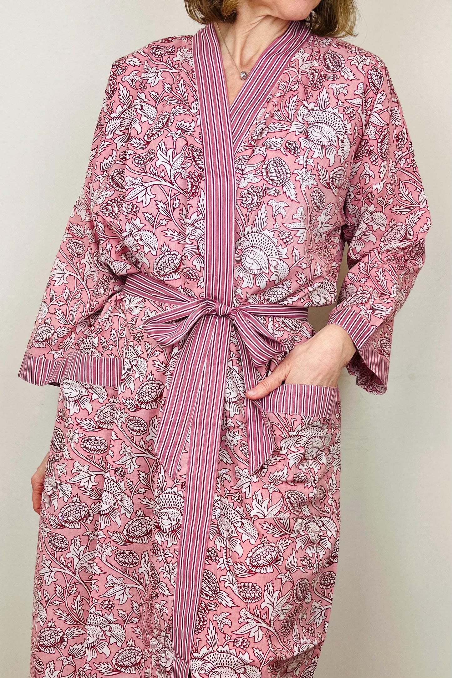 Cotton Kimono Robe | Dressing Gown | Women's Loungewear | Plus Size | Spa Robe | Wedding Party Bridal Gift | Handmade For Her
