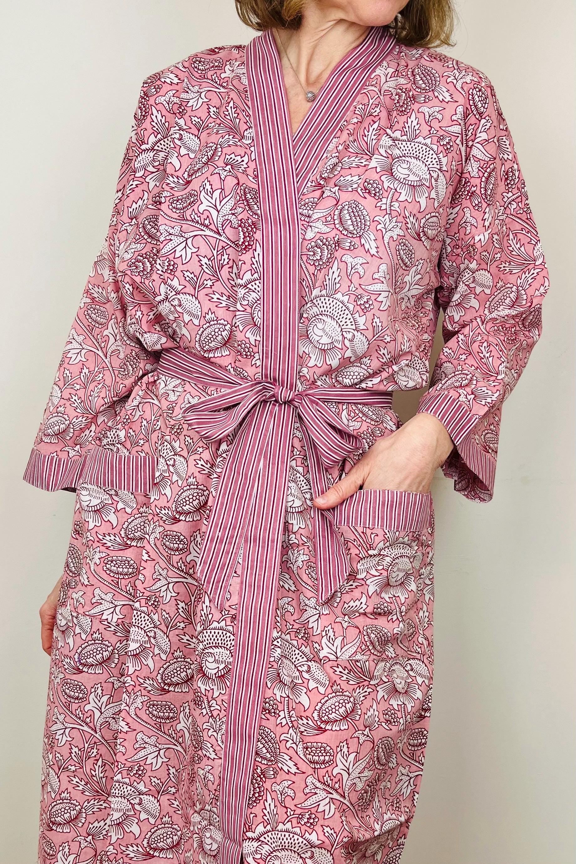 Cotton Kimono Robe | Dressing Gown | Women's Loungewear | Plus Size | Spa Robe | Wedding Party Bridal Gift | Handmade For Her