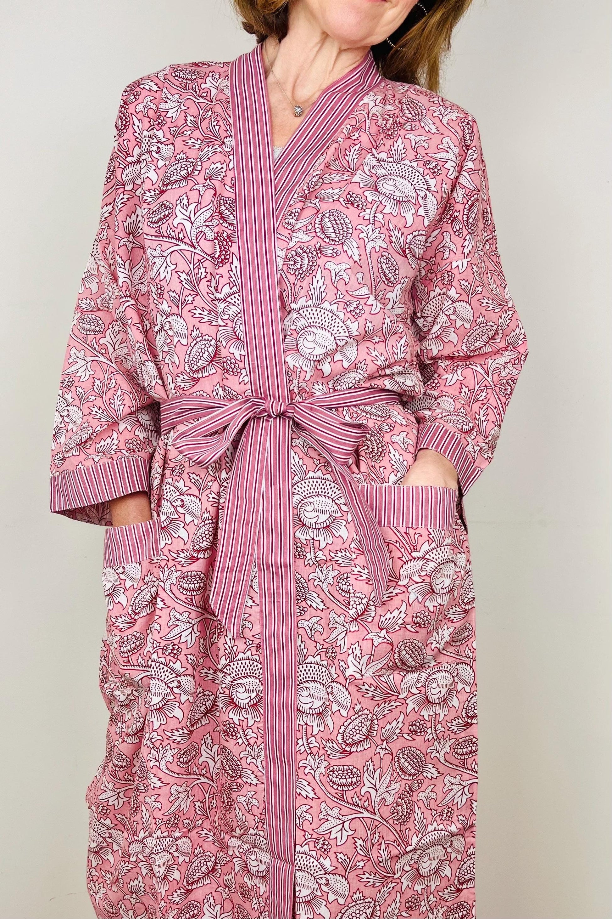 Cotton Kimono Robe | Dressing Gown | Women's Loungewear | Plus Size | Spa Robe | Wedding Party Bridal Gift | Handmade For Her