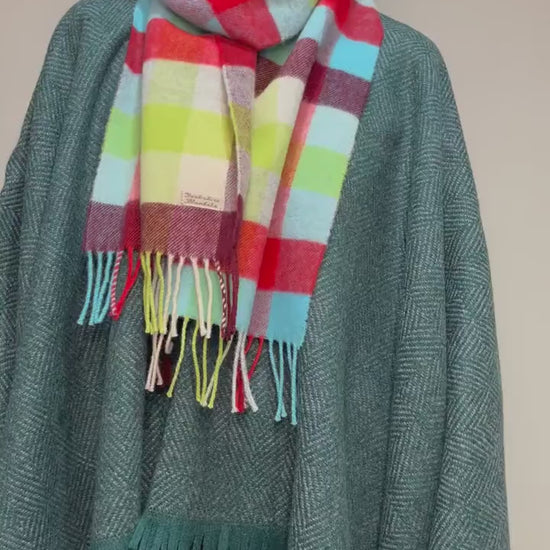 100% Wool Scarf, Yorkshire Wool Wrap, Wool Yarn Scarf, Scarf For Her, Scarf for Him, Wool Scarves, Plaid Scarf, Tartan Wool Scarf,