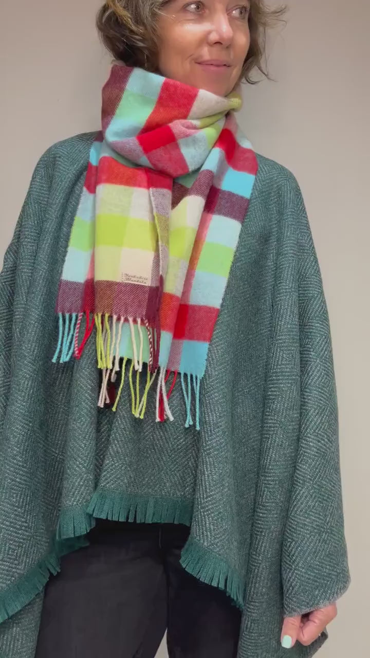 100% Wool Scarf, Yorkshire Wool Wrap, Wool Yarn Scarf, Scarf For Her, Scarf for Him, Wool Scarves, Plaid Scarf, Tartan Wool Scarf,
