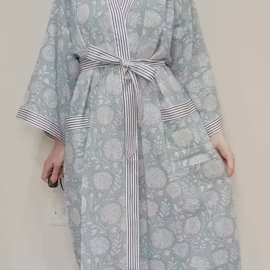 Kimono Robe, Dressing Gown Women, Brides Robe, Womens Dressing Gown, Cotton Dressing Gown, Plus Kimono, Blue Kimono Robe, Plus Size Robe