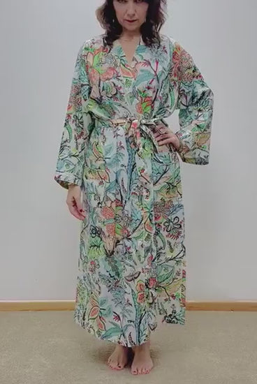 Kimono Robe, Dressing Gown Women, Brides Robe, Womens Dressing Gown, Cotton Dressing Gown, Plus Kimono, Blue Kimono Robe, Plus Size Robe