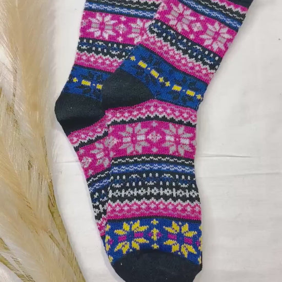 Wool Socks for Her, Walking Socks, Funny Socks for her, Warm Woolen Socks for Women, Nordic Socks for her, Womens Walking Socks,