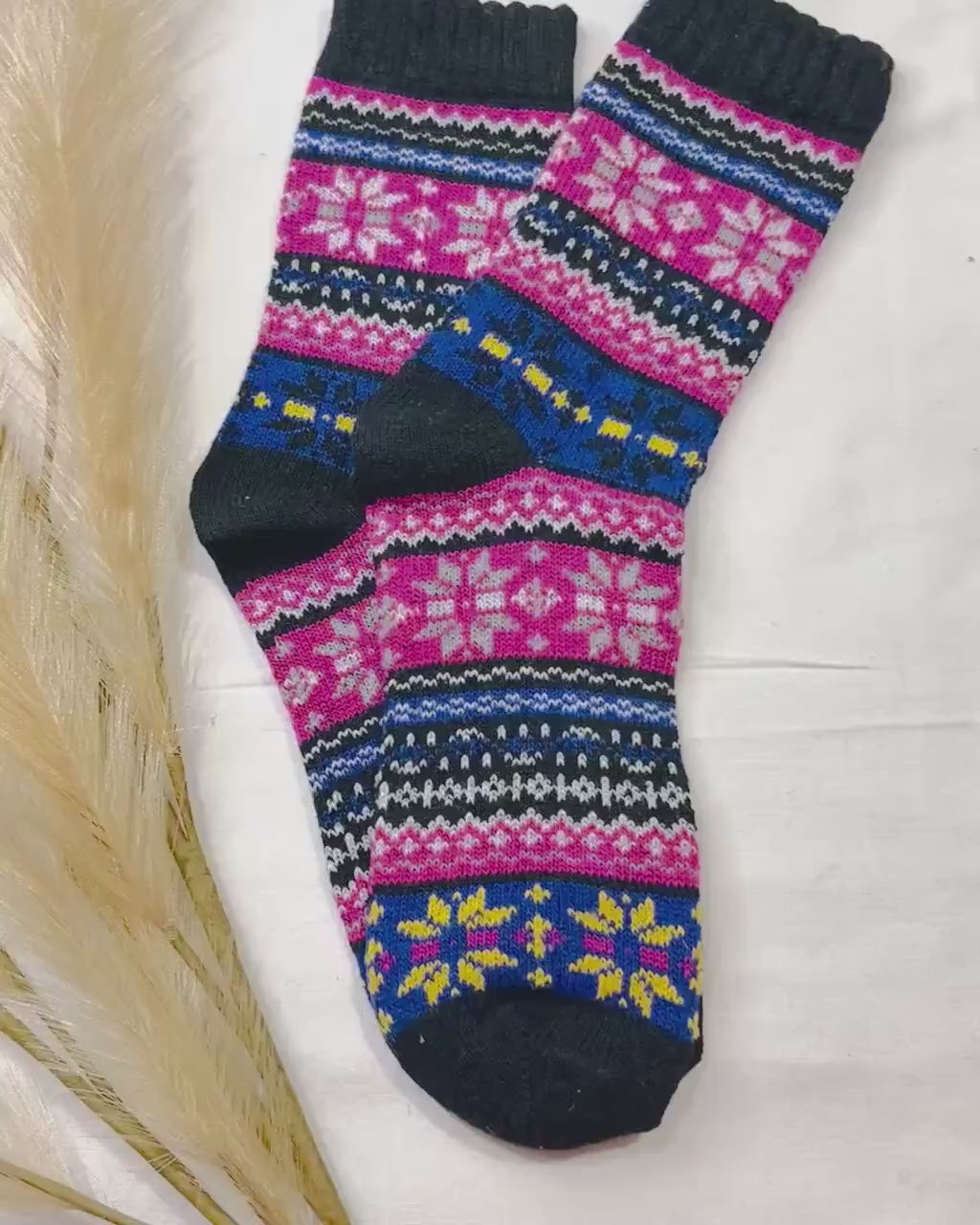 Wool Socks for Her, Walking Socks, Funny Socks for her, Warm Woolen Socks for Women, Nordic Socks for her, Womens Walking Socks,