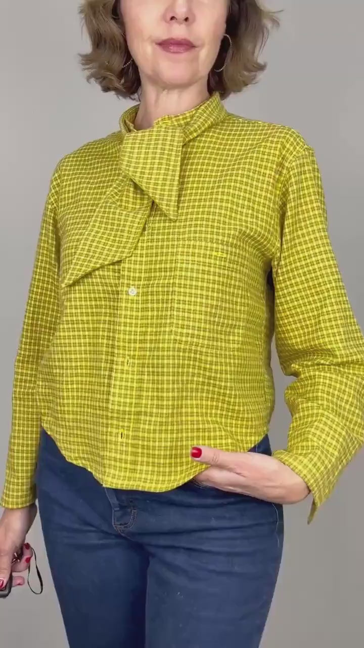 Reworked Vintage Blouse: Handmade Wrap Bow Top, Sustainable Fashion, Unique Bespoke Design,