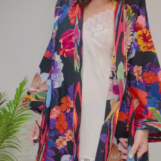 Kimono Robe, Dressing Gown Women, Brides Robe, Womens Dressing Gown, Cotton Dressing Gown, Plus Kimono, Blue Kimono Robe, Plus Size Robe