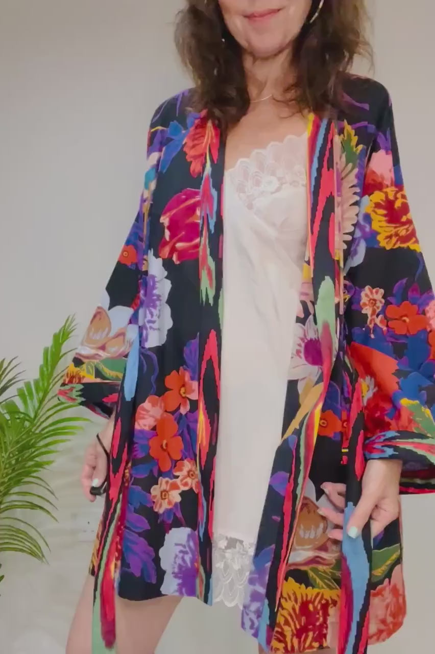 Kimono Robe, Dressing Gown Women, Brides Robe, Womens Dressing Gown, Cotton Dressing Gown, Plus Kimono, Blue Kimono Robe, Plus Size Robe