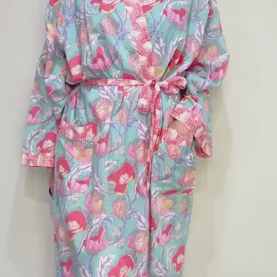 Kimono Robe, Dressing Gown Women, Brides Robe, Womens Dressing Gown, Cotton Dressing Gown, Plus Kimono, Green Kimono Robe, Plus Size Robe