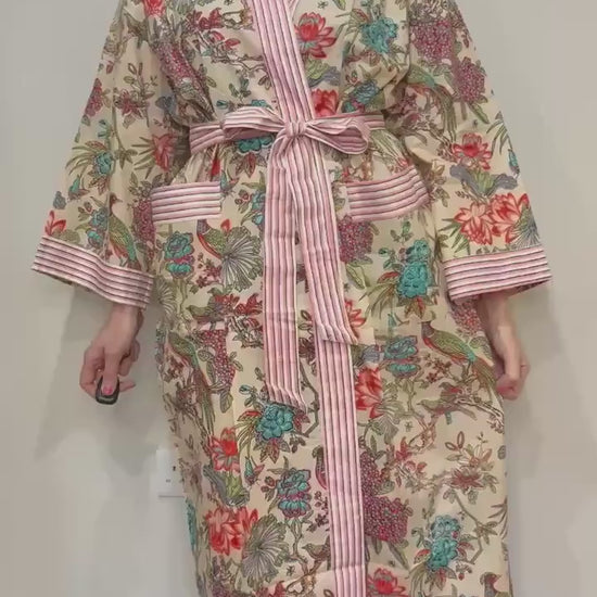 Kimono Robe, Dressing Gown Women, Brides Robe, Womens Dressing Gown, Cotton Dressing Gown, Plus Kimono, Pink Kimono Robe, Plus Size Robe