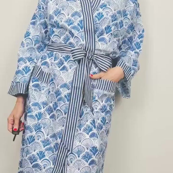 Kimono Robe, Dressing Gown Women, Brides Robe, Womens Dressing Gown, Cotton Dressing Gown, Plus Kimono, Blue Kimono Robe, Plus Size Robe