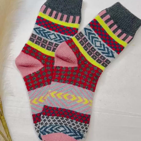 Wool Socks for Her, Walking Socks, Funny Socks for her, Warm Woolen Socks for Women, Nordic Socks for her, Womens Walking Socks,