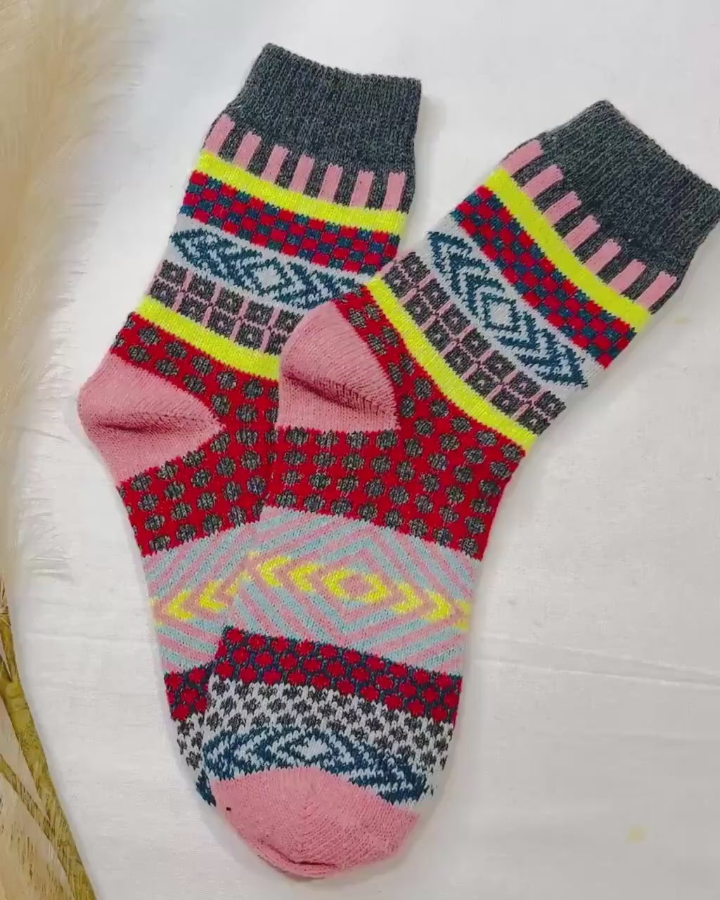 Wool Socks for Her, Walking Socks, Funny Socks for her, Warm Woolen Socks for Women, Nordic Socks for her, Womens Walking Socks,