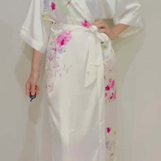 Kimono Robe, Japanese Dressing Gown, Luxury Satin Robe, Bridesmaid Robe, Womens Dressing Gown, Dressing Gown, Summer Robe, Plus Kimono,