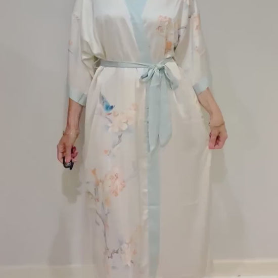 Kimono Robe, Japanese Dressing Gown, Luxury Satin Robe, Bridesmaid Robe, Womens Dressing Gown, Dressing Gown, Summer Robe, Plus Kimono,