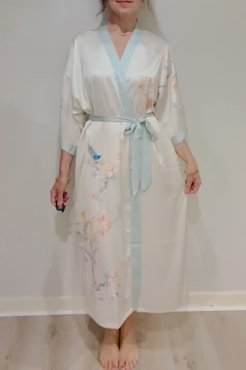 Kimono Robe, Japanese Dressing Gown, Luxury Satin Robe, Bridesmaid Robe, Womens Dressing Gown, Dressing Gown, Summer Robe, Plus Kimono,