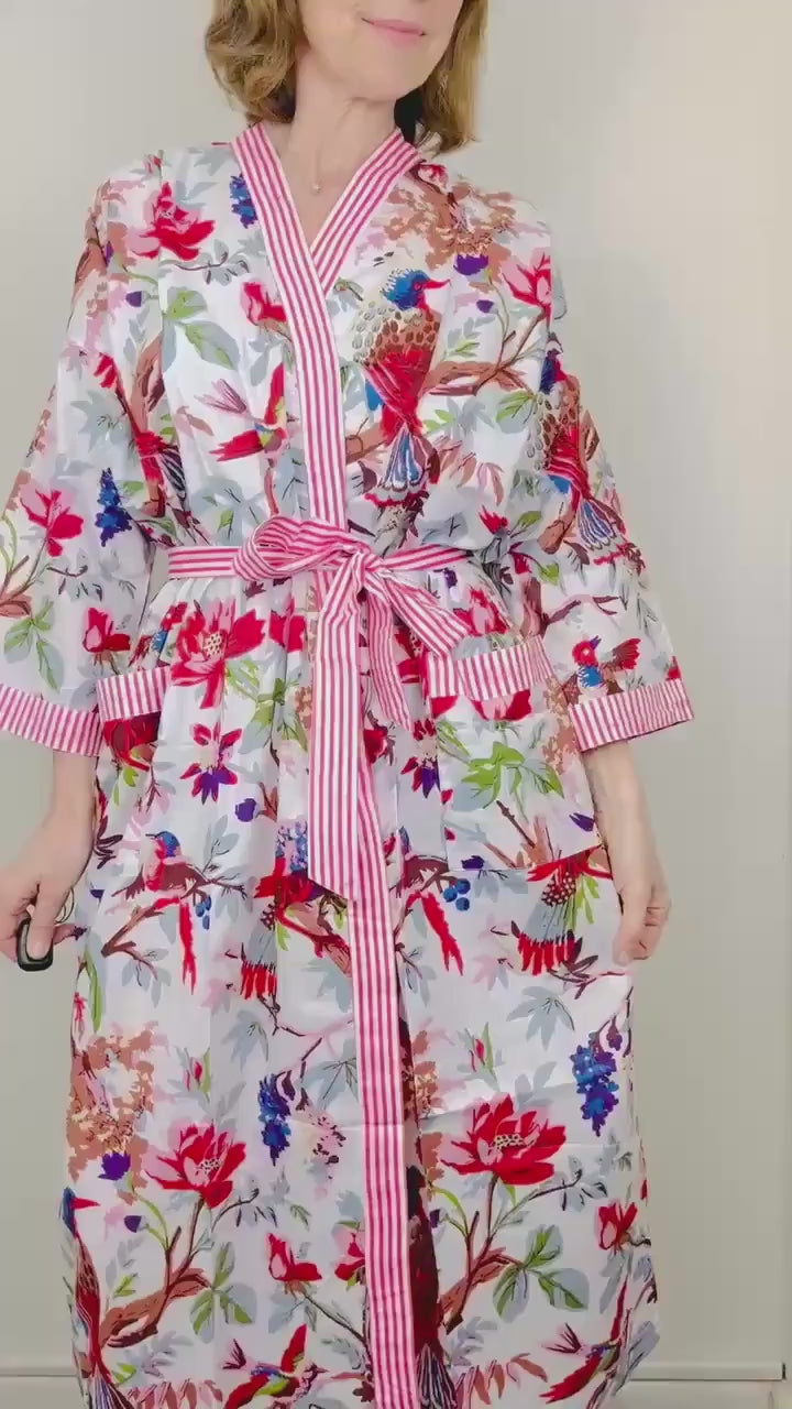 Cotton Kimono Robe | Cotton Dressing Gown | Women's Loungewear | Plus Size | Spa Robe | Wedding Party Bridal Gift | Handmade For Her