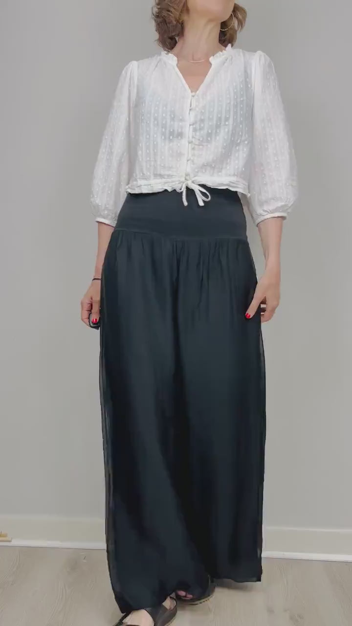 Silk Cotton Pants, Silk Jersey Harem Pants, Summer Pants, Womens Stretch Pants, Womens Maternity Pants, Harem Yoga Pants, Black Trousers