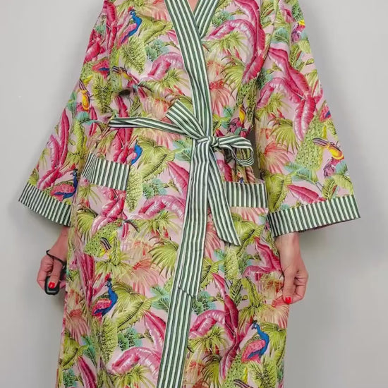 Kimono Robe, Dressing Gown Women, Brides Robe, Womens Dressing Gown, Cotton Dressing Gown, Plus Kimono, Green Kimono Robe, Plus Size Robe