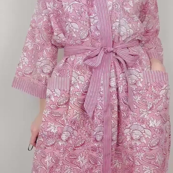 Cotton Kimono Robe | Dressing Gown | Women's Loungewear | Plus Size | Spa Robe | Wedding Party Bridal Gift | Handmade For Her