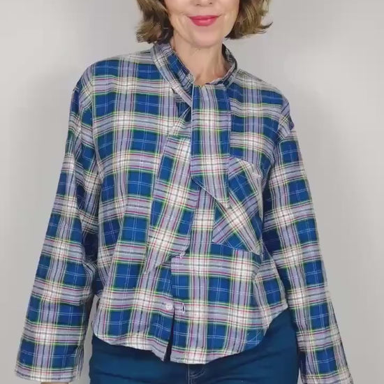 Handmade Reworked Vintage Top: Upcycled Designer Shirt | Womens Remade Shirt | Tartan Traitors Top | Preloved Plaid Workwear | Sustainable